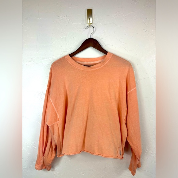 FREE PEOPLE MOVEMENT Orange Cropped Top Long Sleeve Shirt Inspire Tee Crew Neck‎ - Picture 5 of 16